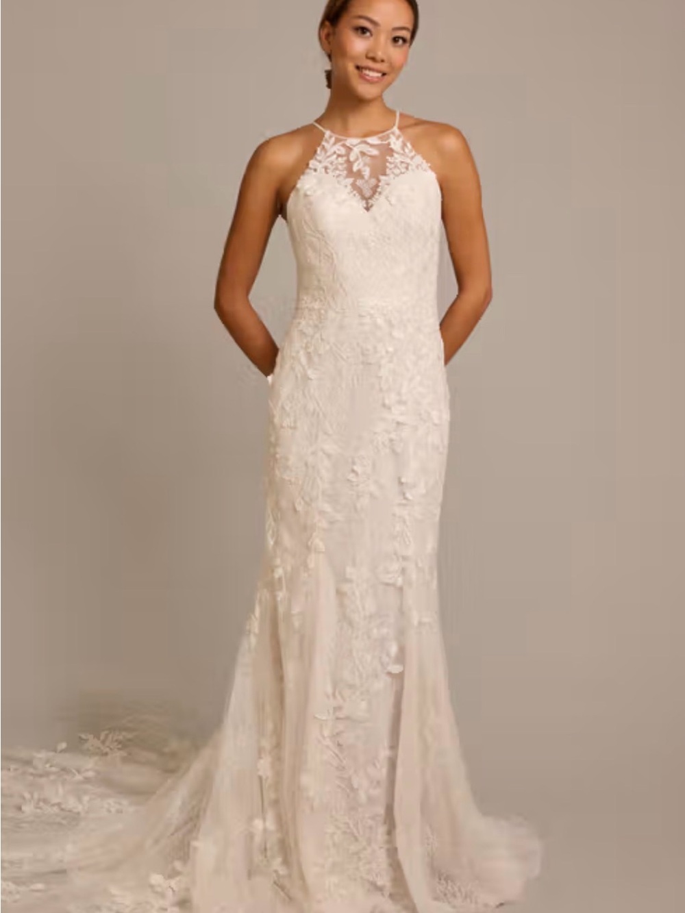 Halter Lace Bridal Gown in Ivory
